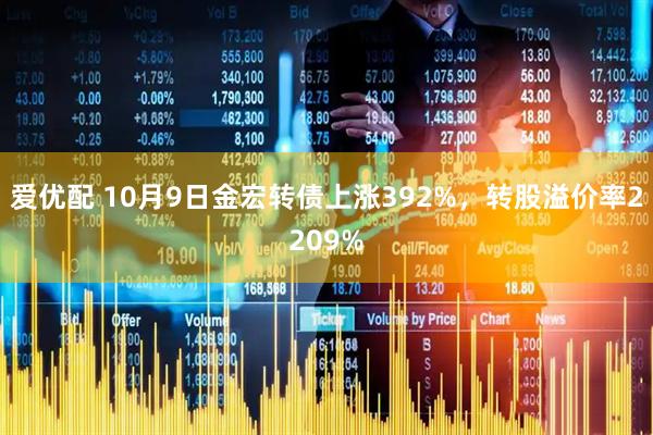 爱优配 10月9日金宏转债上涨392%，转股溢价率2209%